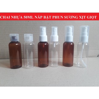 Chai Xịt Phun Sương Ấn Giọt Nắp Bật 50ml chai lọ nhựa chiết mỹ phẩm du lịch