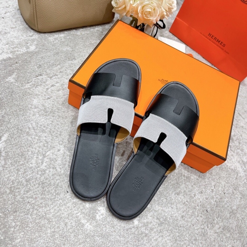 Dép quai ngang chữ H logo thương hiệu Hermes HM 2022 cao cấp da thật cho nam