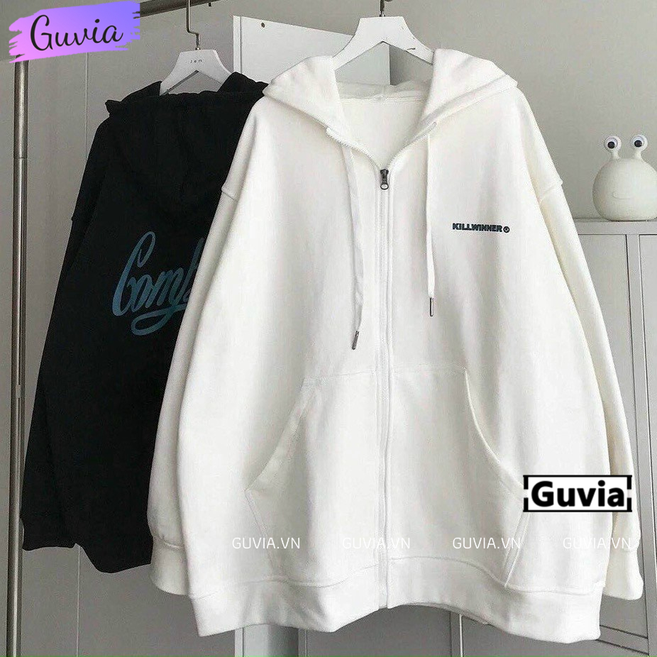 Áo Khoác Nỉ Hoodie KILL WINNER Nam Nữ Ulzzang Unisex, Áo Khoác Dây Kéo Form Rộng GUVIA