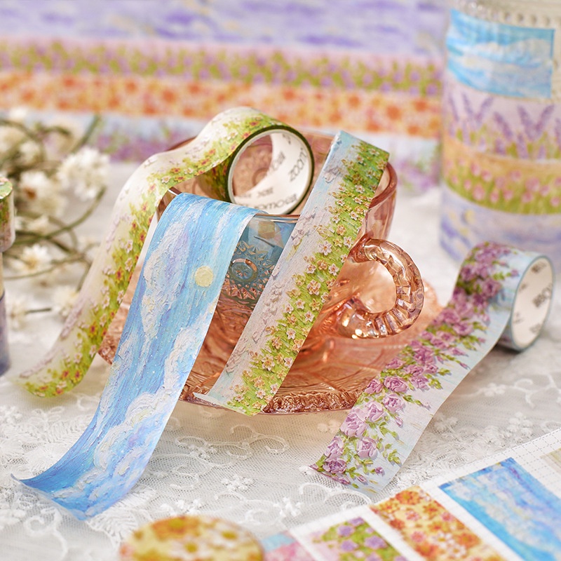 1 Cuộn Băng Keo Nhiều Màu Sắc Họa Tiết Tranh Sơn Dầu