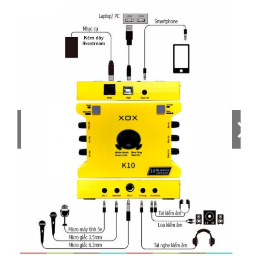 Soundcar cao cấp X0X K10 / KS108 kết nối với các dòng mic thu âm, livestream chuyên nghiệp [ BAO HANH 1 NAM]