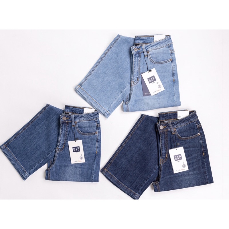 Quần jean dài ống suông nữ G.a.p 3 màu xanh jean