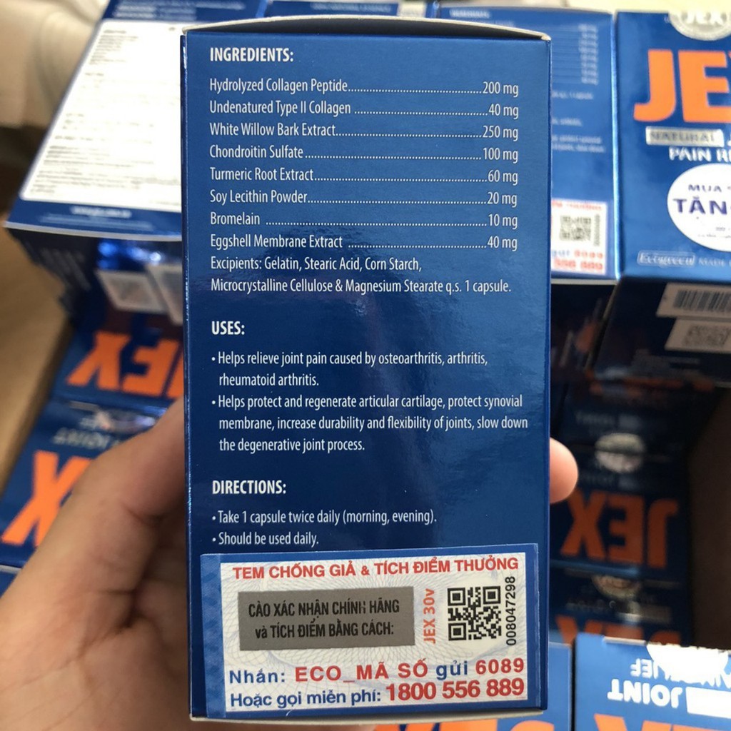 Viên uống Jex Natural Joint Pain Relief hỗ trợ giảm đau viêm khớp, bổ khớp, tái tạo sụn khớp