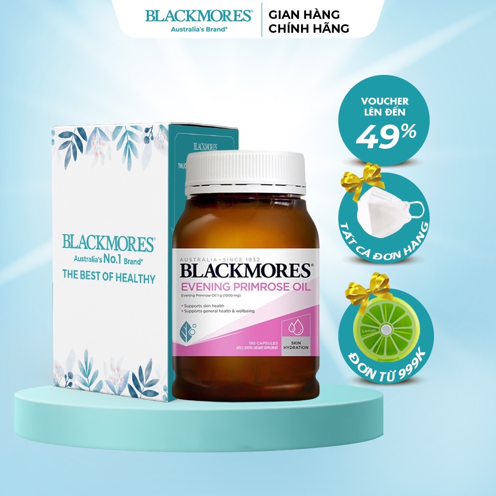 Tinh dầu hoa anh thảo Evening Primrose Oil Blackmores Úc 190 viên, hỗ trợ cân bằng nội tiết tố, làm đẹp da, tóc, móng