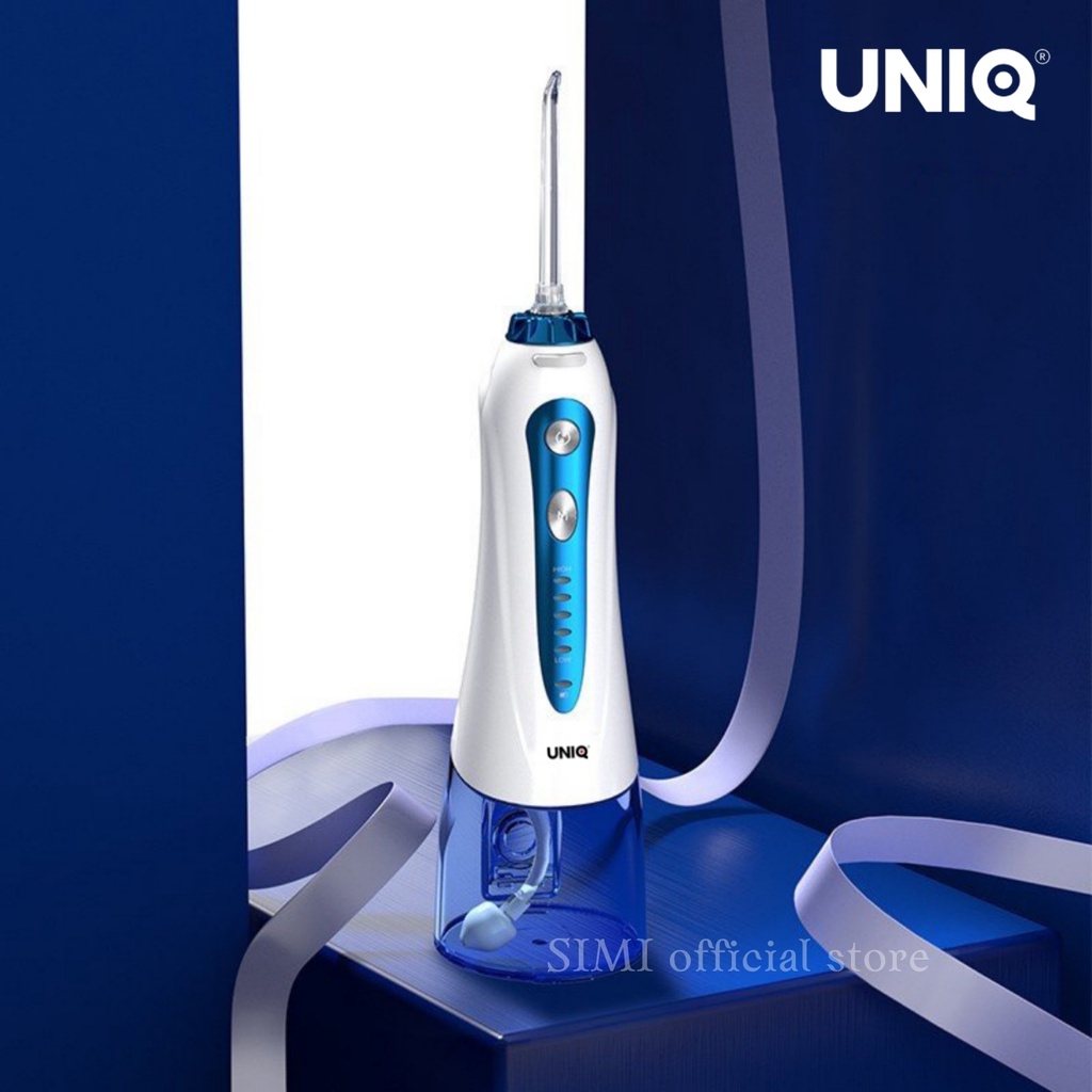 Tăm Nước Cầm Tay UNIQ Smile S1 máy vệ sinh răng miệng waterpik gia đình mini xịt xỉa rửa sạch răng niềng cạo lưỡi 300ml