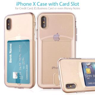 Ốp điện thoại dẻo trong suốt có ngăn chứa card dành cho iPhone X XS Max XR 6 6S 7 8 Plus
