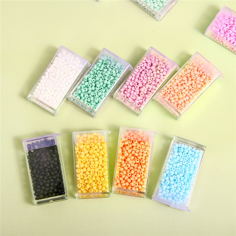 Set 350 hạt thủy tinh nhám màu macaron đánh bóng làm đồ trang sức 3 mm