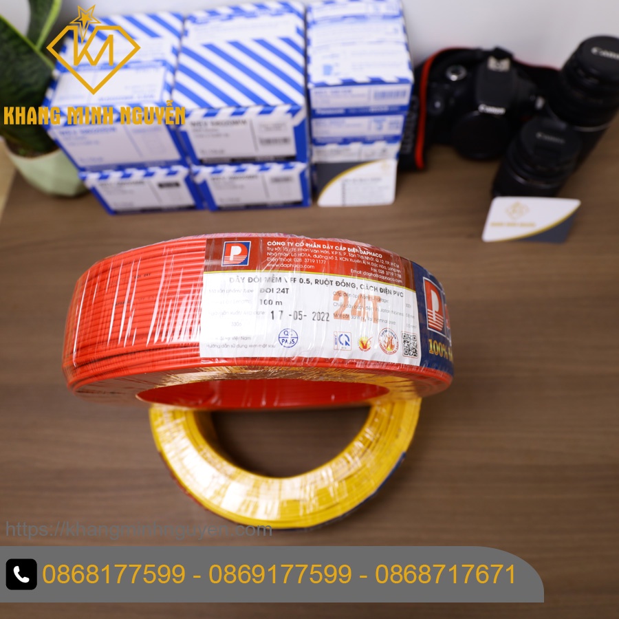 [Có bán lẻ] Dây điện DAPHACO đôi 0.5mm - 300V - 50m, 100m - hàng chính hãng DAPHACO - lõi đồng nguyên chất 100%