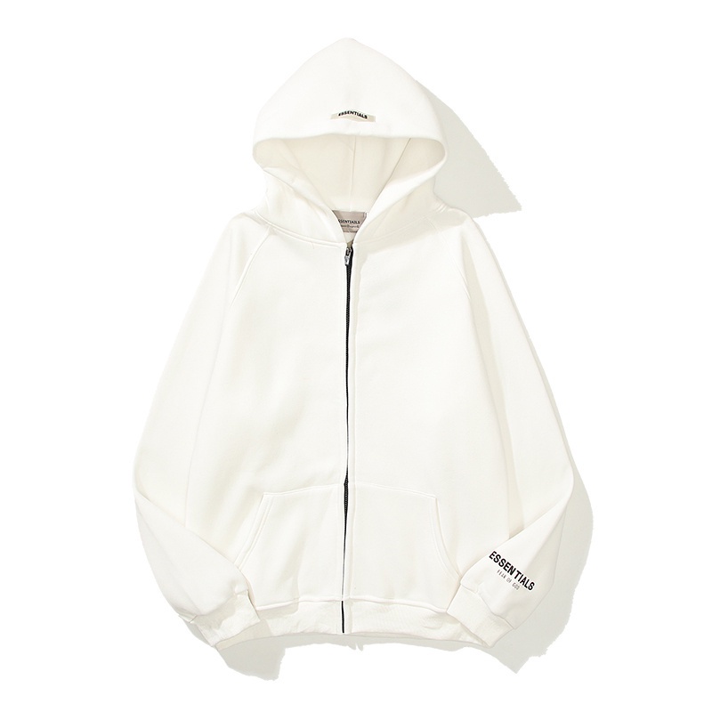 Áo Khoác Khóa Kéo Tay Dài Thể Thao Vải Cotton Phối Nhung Thời Trang Unisex
