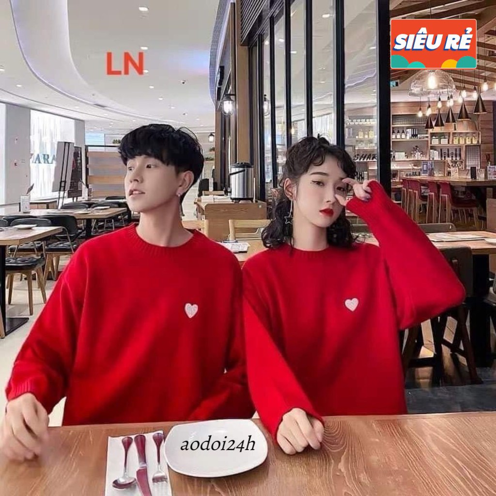 Áo Nỉ Bông 💥FREESHIP💥 Áo Đôi Nam Nữ - Áo sweater Màu Đỏ | BigBuy360 - bigbuy360.vn