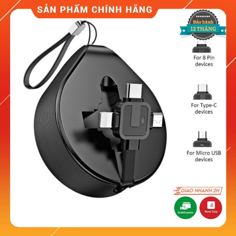 Bộ Cốc Sạc Và Dây Sạc Baseus 2 cổng USB 2.4A kèm cáp dây rút 3 đầu(Cáp 3in1 Micro + Light-ning + Type C) Độ Bền Cực Cao
