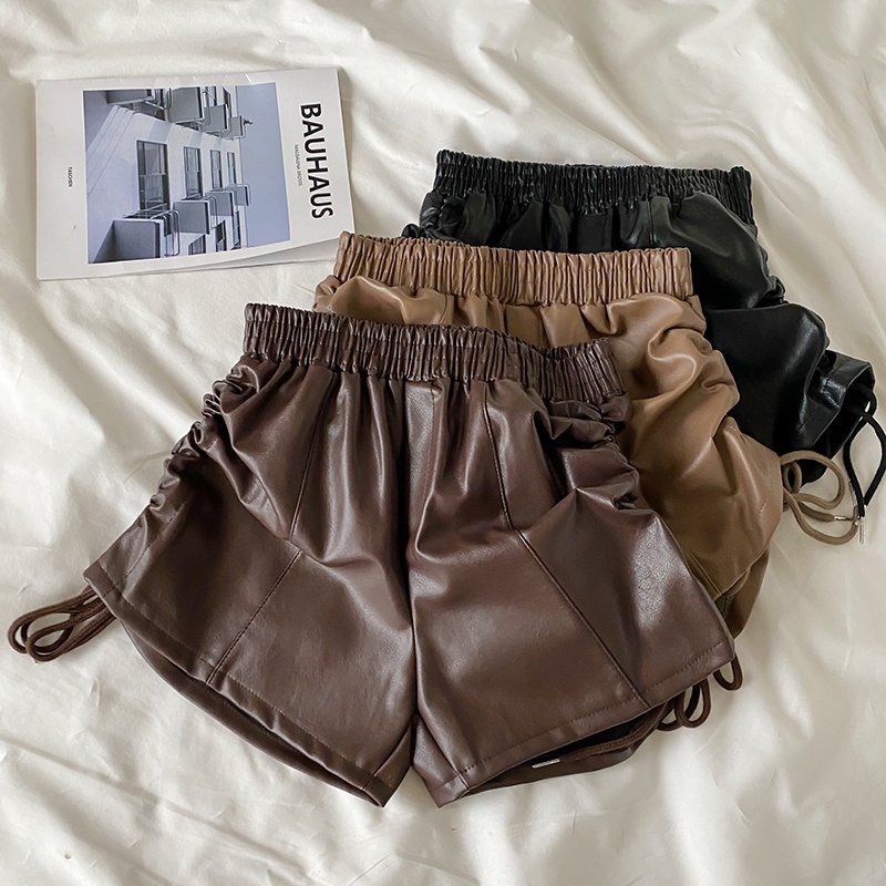 Quần short da lưng cao dáng ôm phong cách Hàn Quốc dễ phối đồ