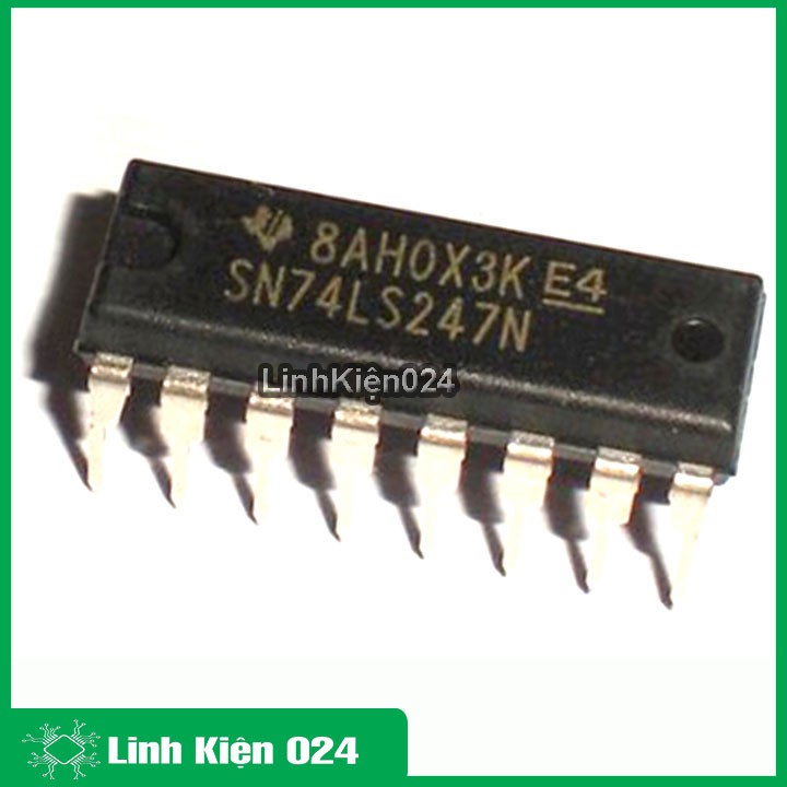 Ic chức năng 74LS247 BCD to 7-Segment Decoder - Driver chân cắm DIP16