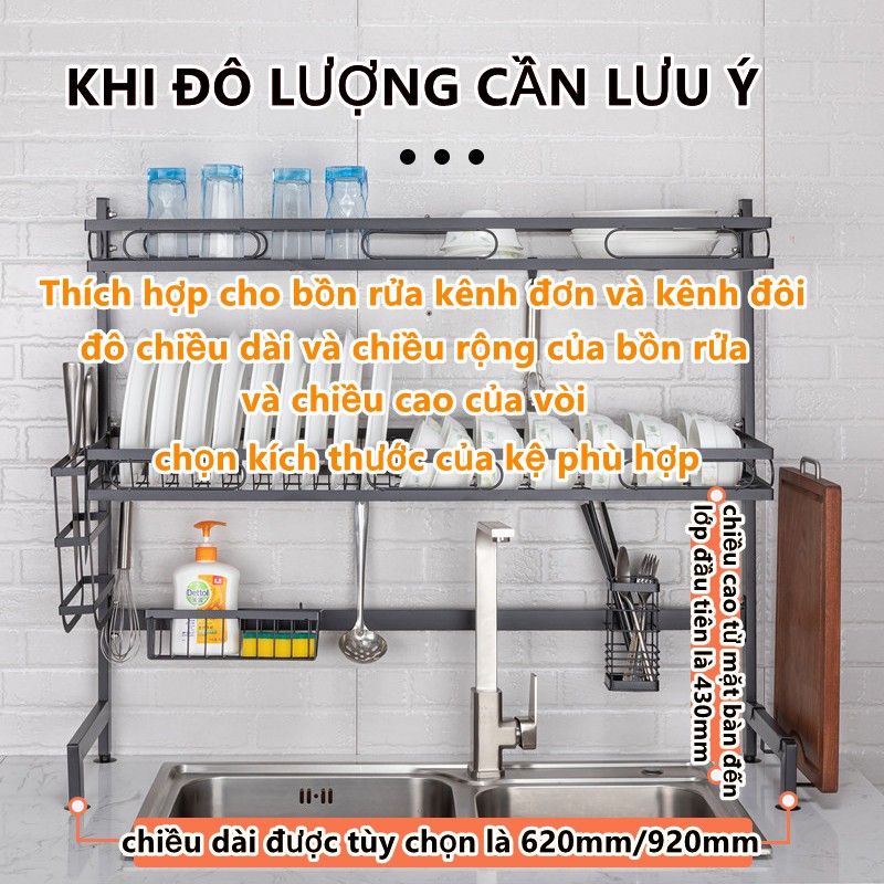 ❤️Vnhieyliving❤️Kệ Để Chén Bát Đĩa Inox Đa Năng Trên Bồn Rửa Bát Sơn Tĩnh Điện Phiên Bản 2021