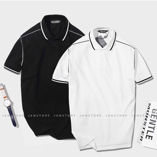 Áo Polo nam AZmen viền vai cotton cao cấp , thun có cổ bẻ ngắn tay công sở Jan Store