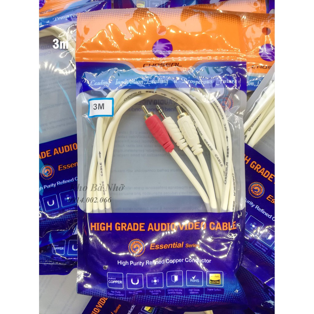 . Dây 1 đầu 3.5 ra 2 AV chính hãng CHOSEAL