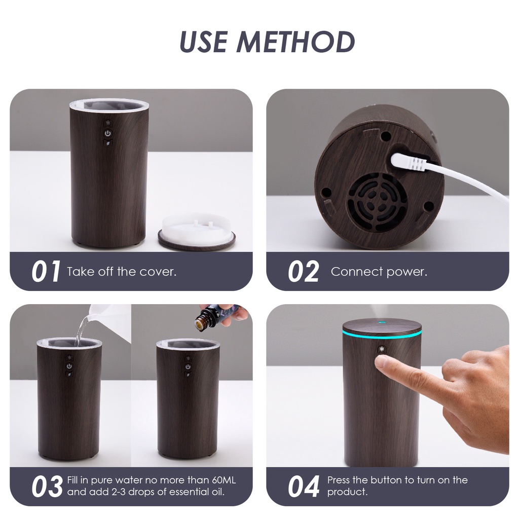 Máy khuếch tán tinh dầu ô tô loại mới 3 nút giúp khử mùi xe hơi - Diffuserlux