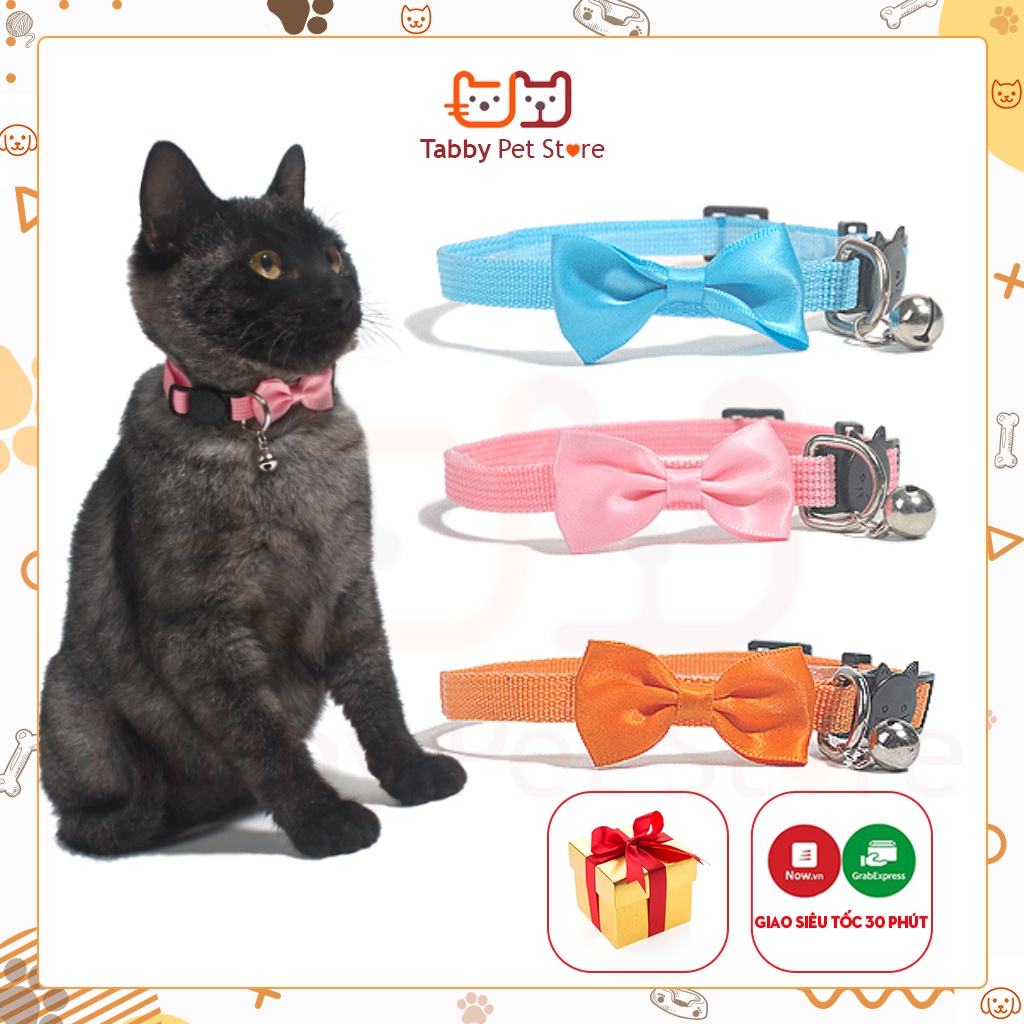 Vòng cổ cho mèo chó thú cưng có chuông gắn nơ cao cấp giá rẻ - Tabby Pet Store