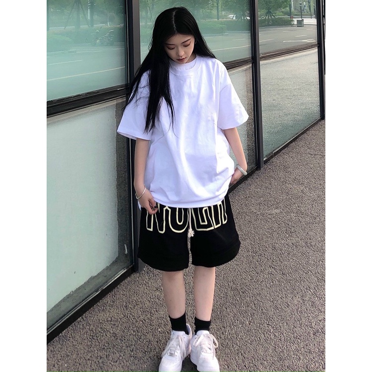 Quần Đùi Ngố Unisex Nam Nữ NOLA Chữ Vàng Chất Chân Cua Dáng Rộng  Thể Thao Hot Trend