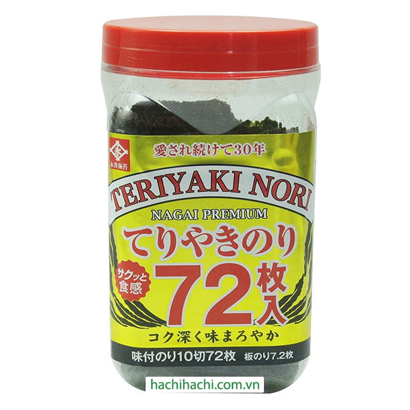 Rong biển tẩm gia vị Teriyaki Nagainori 133g (72 miếng) - Hachi Hachi Japan Shop