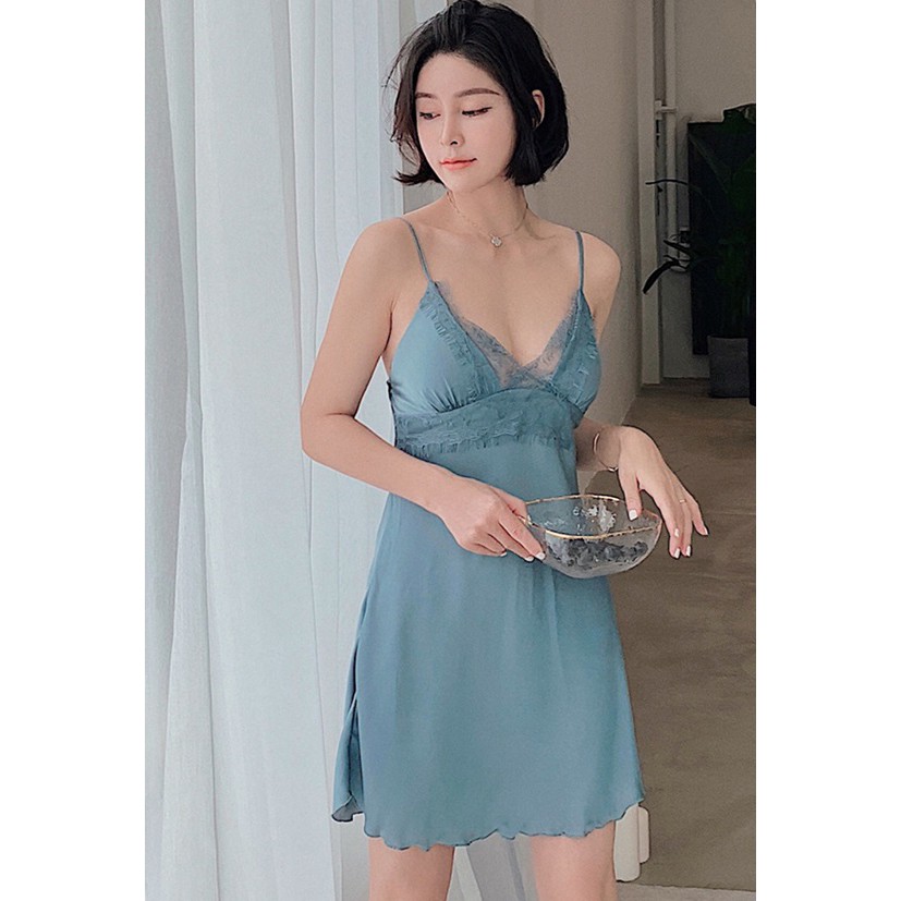 Đầm Ngủ Sexy Lụa Satin 2 Dây Đẹp Gợi Cảm Cao cấp Hàng quảng châu loại 1 giá rẻ tại HN, HCM (Mút ngực trắng)- Xanh | BigBuy360 - bigbuy360.vn