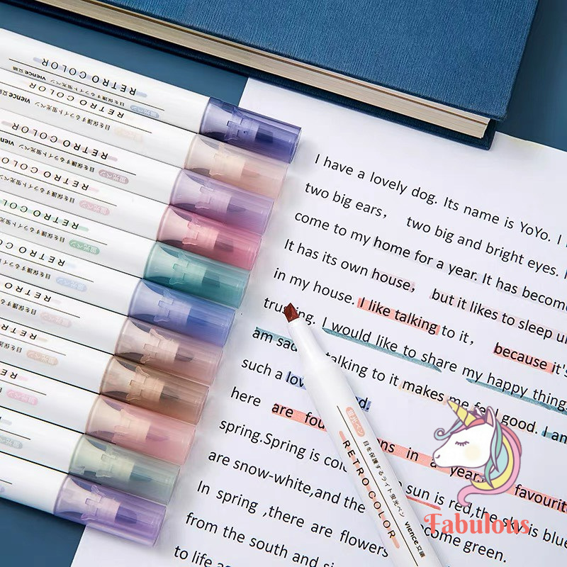 Bút nhớ highlight đánh dấu dạ quang bộ 6 màu phụ kiện văn phòng phẩm xinh xắn trang trí sổ bullet journal