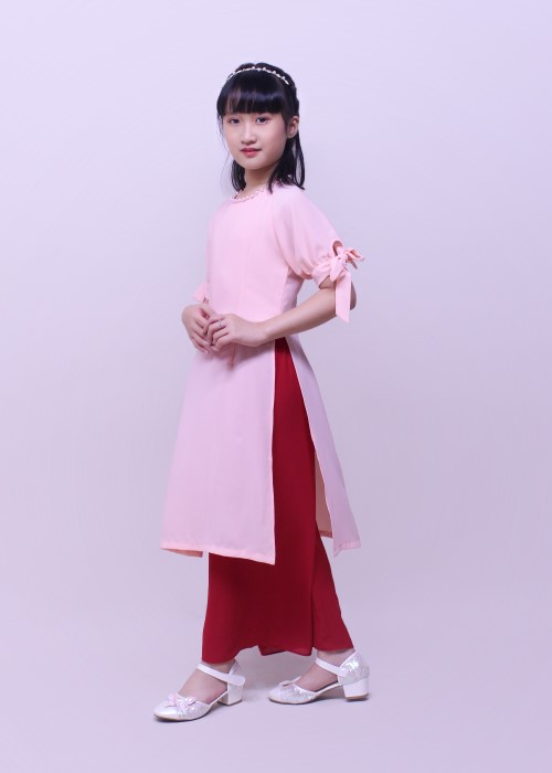 Bộ áo dài cách tân thời trang Jadiny cho bé gái hạnh phúc màu hồng
