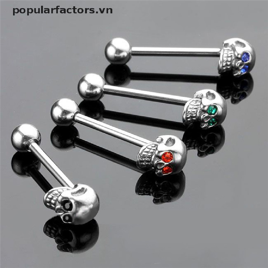 Khuyên Lưỡi Bằng Thép Không Gỉ Đính Đá CZ 14G