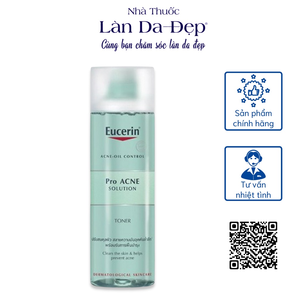 Toner Eucerin Pro ACNE nước hoa hồng cân bằng da thu nhỏ lỗ chân lông cho da dầu da mụn chai 200ml