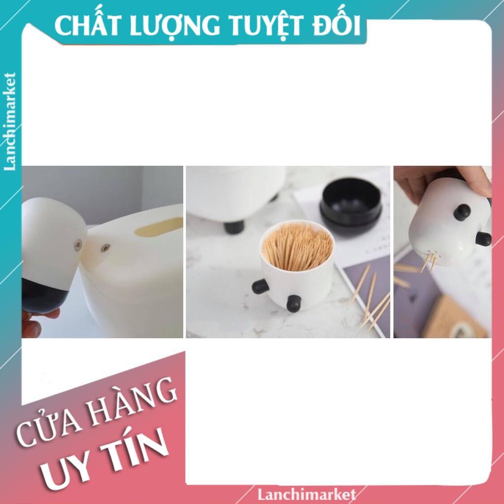 [Hàng Loại 1] Hộp giấy kiêm lọ tăm đẹp hình bò sữa dễ thương 2in1  - Lanchimarket