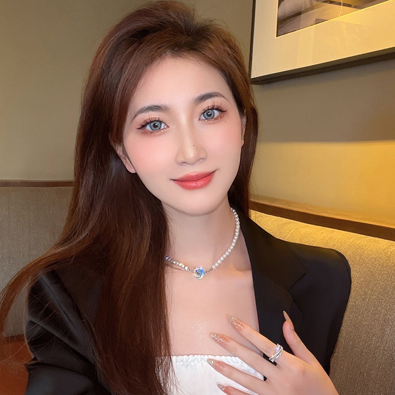 Vòng Cổ Choker Mặt Hình Bướm Vỏ Sò Đính Ngọc Trai Thanh Lịch Cho Phái Nữ