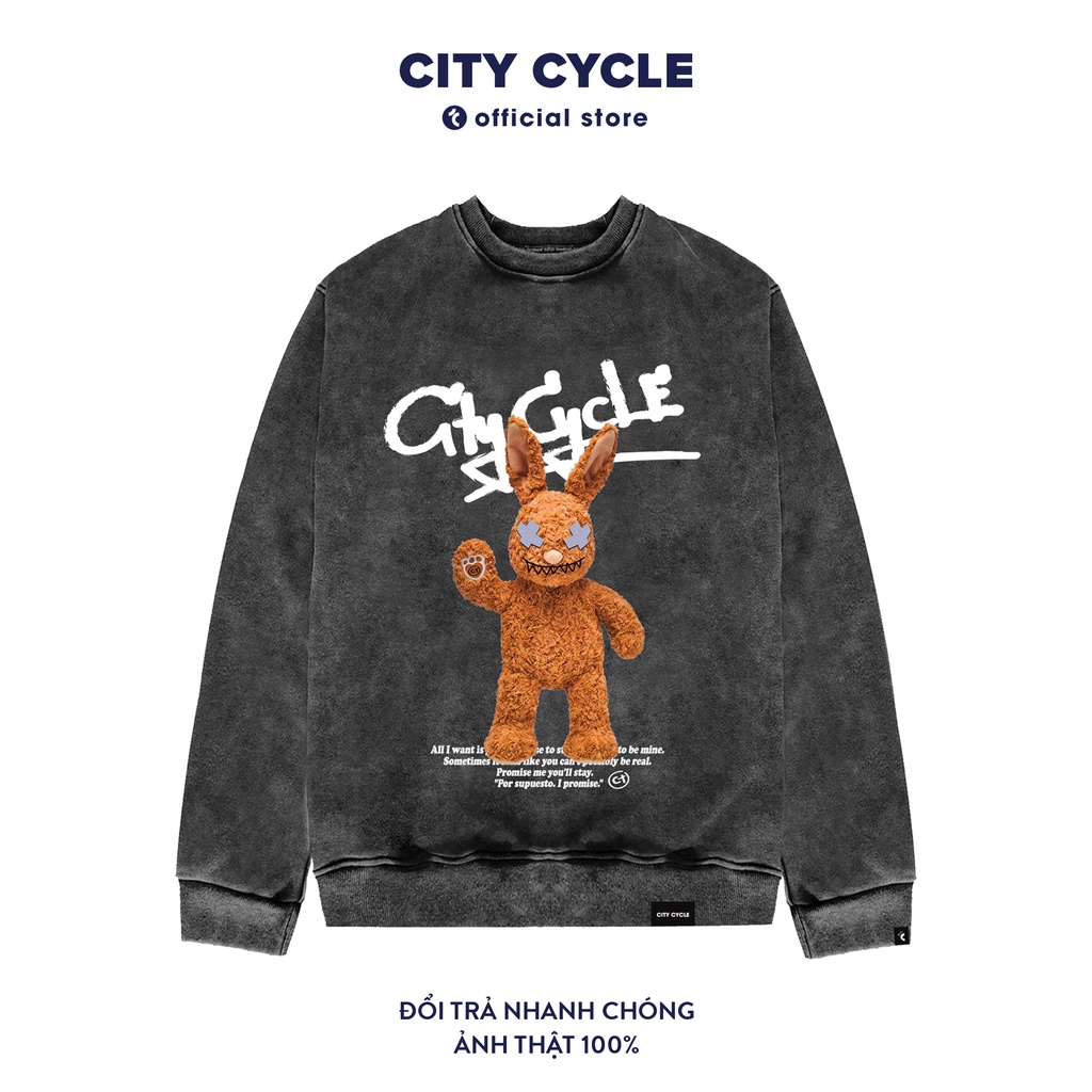 Áo sweater nỉ unisex acid promise City Cycle - áo nỉ sweater wash form rộng in hình Local Brand