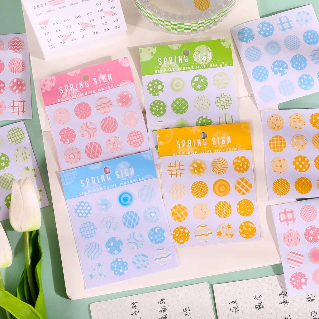 Peach 5Pcs Spring Garden lovely polka dot sticker seal stickers Journal Scrapbook Decor Sticker