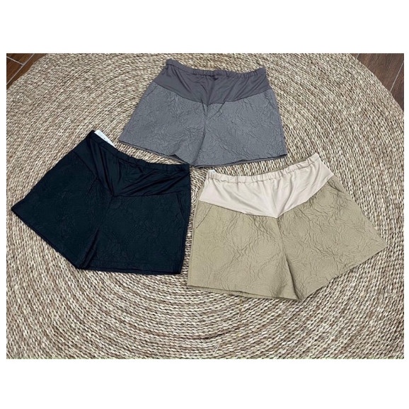 Quần short bầu_quần sooc dập nổi 3D xốp phồng hàng đẹp có chun chỉnh tiện lợi