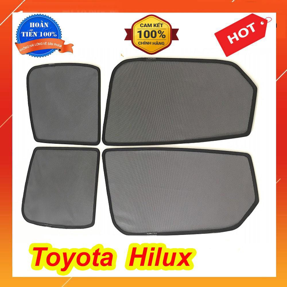 [ Hilux ] Bộ 4 rèm che nắng nam châm theo xe Toyota Hilux 2014 2015 2016 2017.