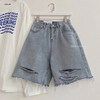 Quần jeans ngố rách 3 line