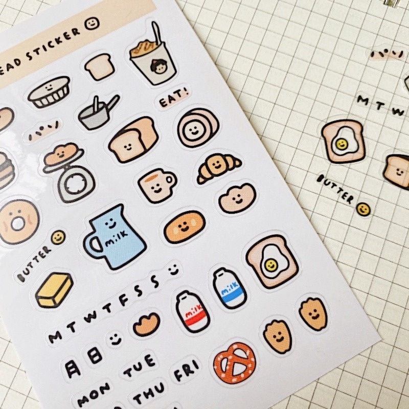 Sticker dán trang trí điện thoại hình bánh mì mini xinh xắn