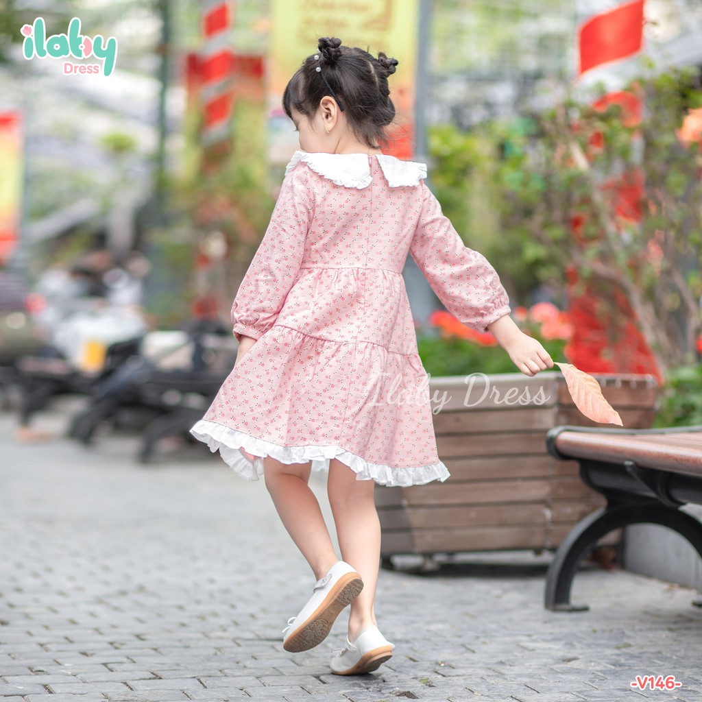 Váy cho bé gái ILABY Daisy Dress thiết kế đơn giản chất vải mềm có lớp lót thấm hút mồ hôi họa tiết hoa điệu đà [V146]