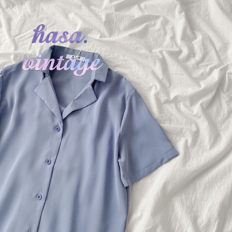 🌿 Áo sơ mi cổ bẻ cộc tay màu trơn basic ulzzang 🔥