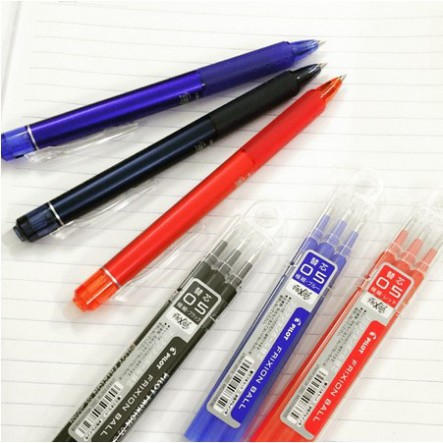 Bút bi xóa được Frixion Pilot 0.5mm - Bộ set 3 ngòi mực bút bi xoá được - Bút bi xoá được tím học sinh Nhật Bản