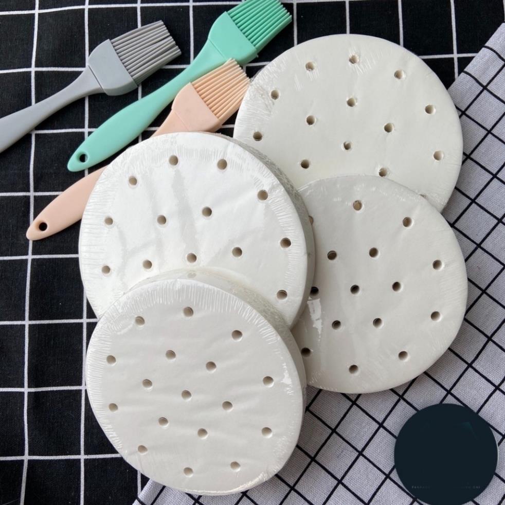 Giấy nến tròn đục lỗ set 100 tờ - dùng lót Xửng hấp và Nồi chiên không dầu ( tuyển khách sỉ)