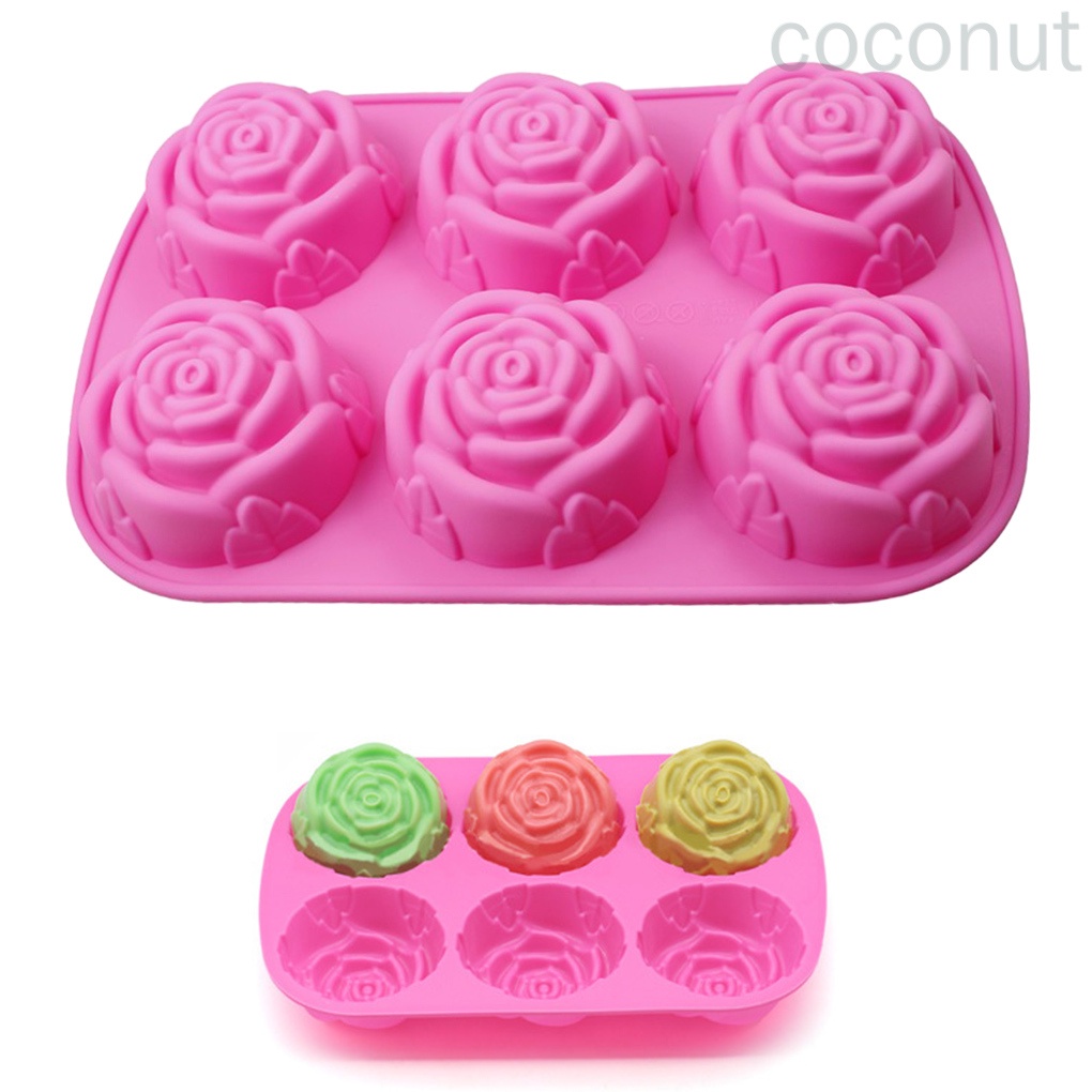 Khuôn Silicone Làm Bánh 6 Ngăn Chống Dính Hình Bông Hoa