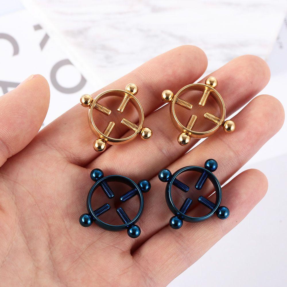 1 Cặp Khuyên Nhũ Hoa Tròn Dạng Kẹp Có Thể Điều Chỉnh Thời Trang