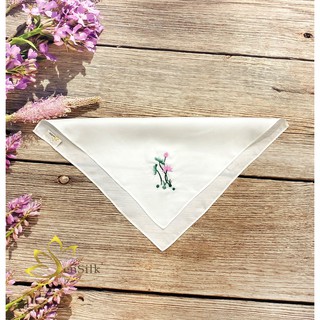 Khăn Tay Lụa Thêu Hoa Sen _ Embroidery Silk Handkerchief