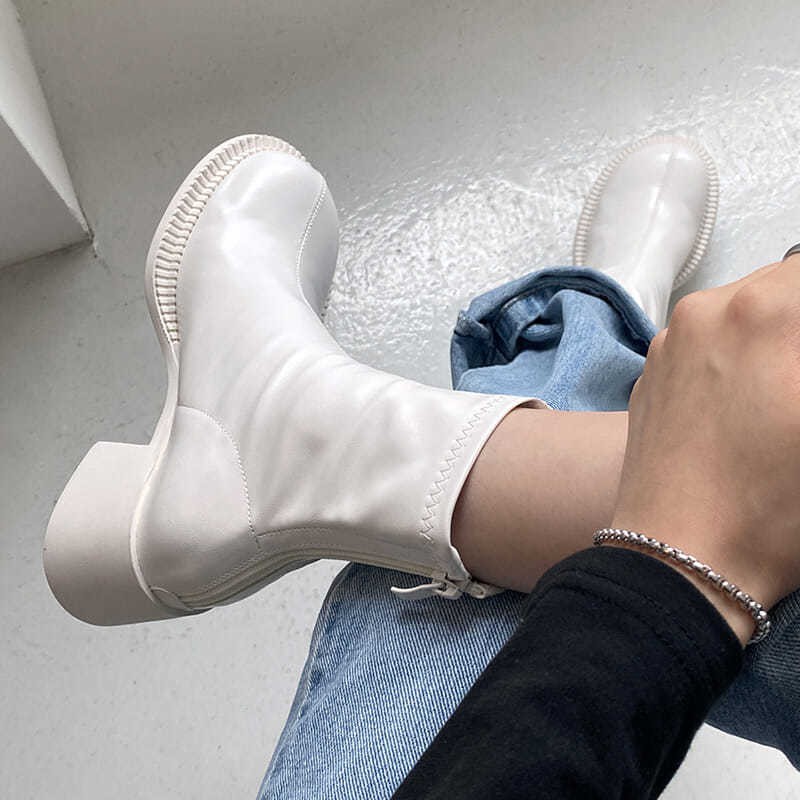 Giày bốt Martin Chelsea thiết kế cổ cao có dây kéo phía sau phong cách thời trang năng động cá tính 2020 dành cho nữ