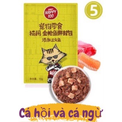 COMBO 6 Gói Pate WANPY HAPPY cho Mèo Mix 6 Vị Gói 70gr | Vie PETSHOP