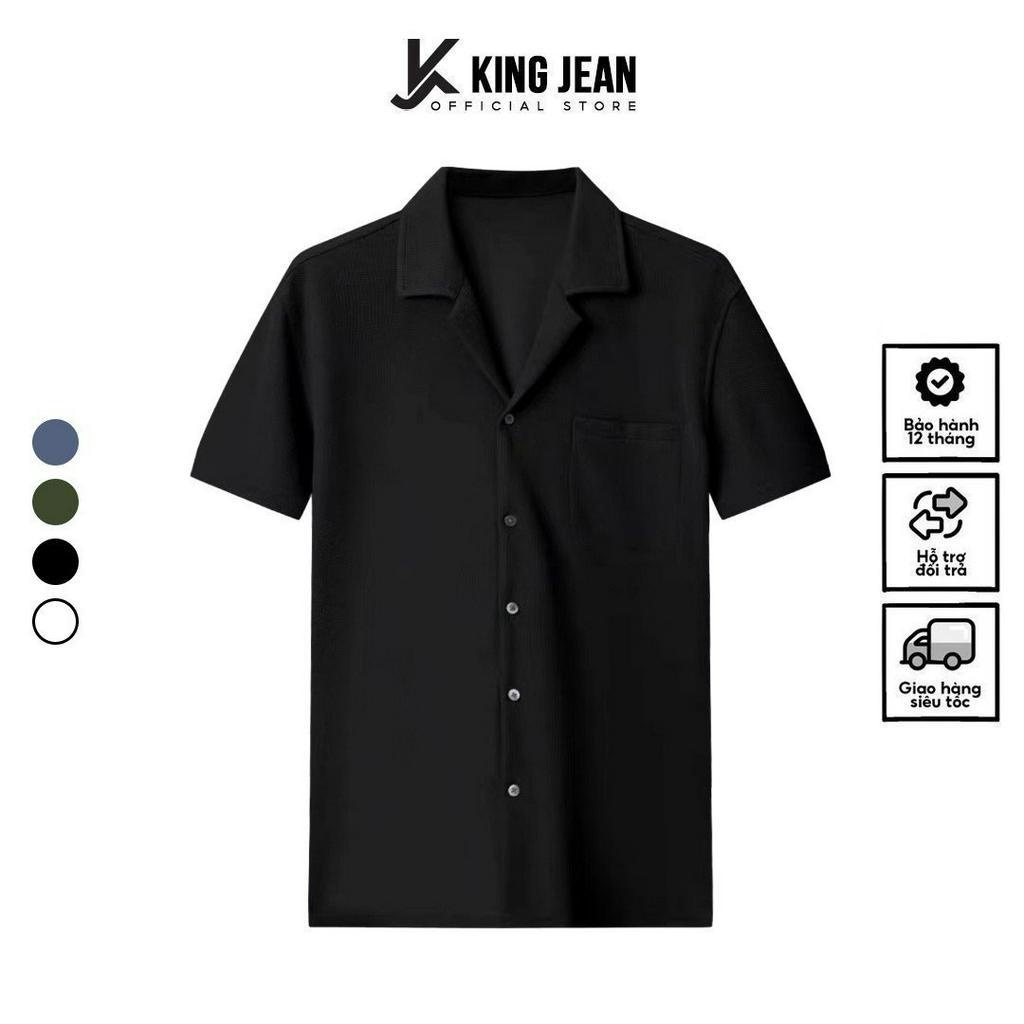 Áo sơ mi cổ vest KJ công sở chất liệu tổ ong thoáng mát KJ-Vua Quần Jeans