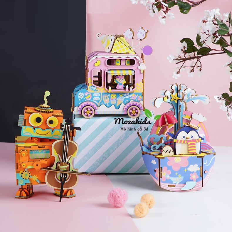 Mô hình Hộp nhạc Xe bán Kem - Ice Cream Music Box Robotime