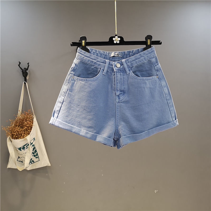 Quần Short Jeans Lưng Cao Ống Rộng Màu Sắc Kẹo Ngọt Thời Trang Cho Nữ