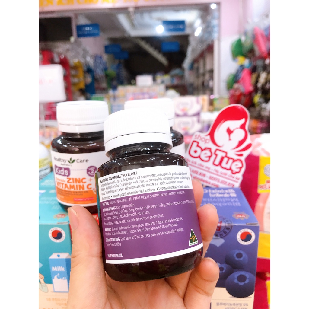 Viên nhai kẽm ZinC + Vitamin C Healthy Care mẫu mới